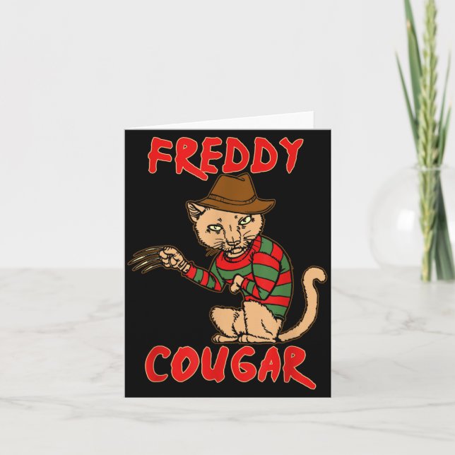 Cat _ Dy Cougar -funny Halloween For Men Women Kid Karte (Vorderseite)