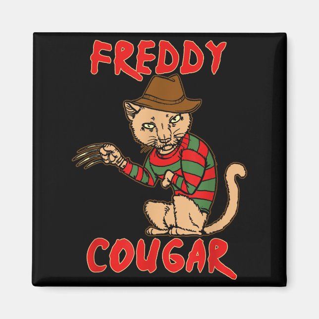 Cat _ Dy Cougar -funny Halloween For Men Women Kid Magnet (Vorne)