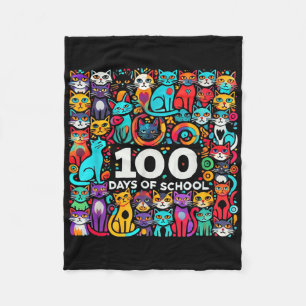 Cat Easy 100 Days of School T-Shirt Lehrer Fleecedecke