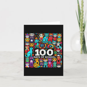 Cat Easy 100 Days of School T-Shirt Lehrer Karte