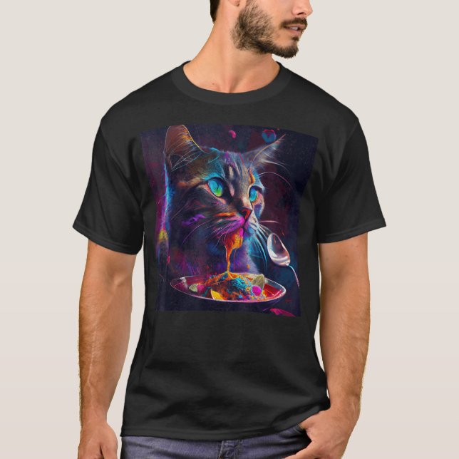 Cat Eat Colorful T-Shirt (Vorderseite)