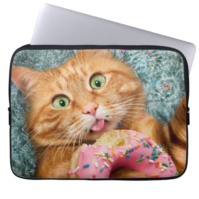 Cat Eating Donut Laptopschutzhülle (Vorderseite)