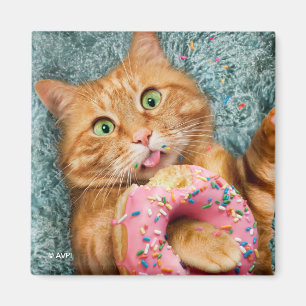 Cat Eating Donut Magnet