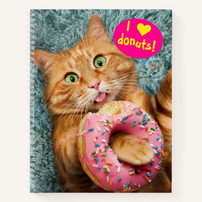 Cat Eating Donut Notizbuch (Vorderseite)