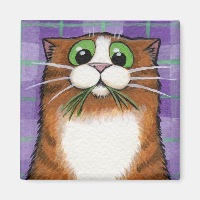 Cat Eating Grass Magnet (Vorne)
