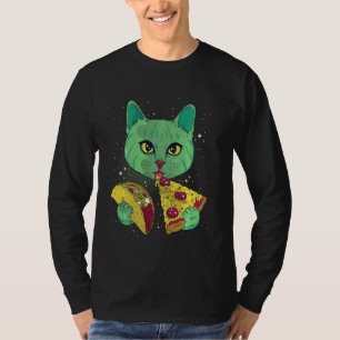 Cat Eating Pizza and Taco Space Funny Cats Geschen T-Shirt