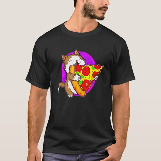 Cat Eating Pizza Cat And Pizza  1 T-Shirt (Vorderseite)