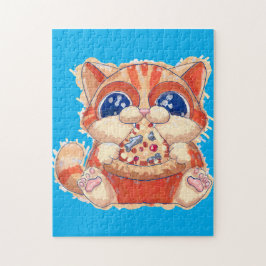 Cat Eating Pizza color Puzzle