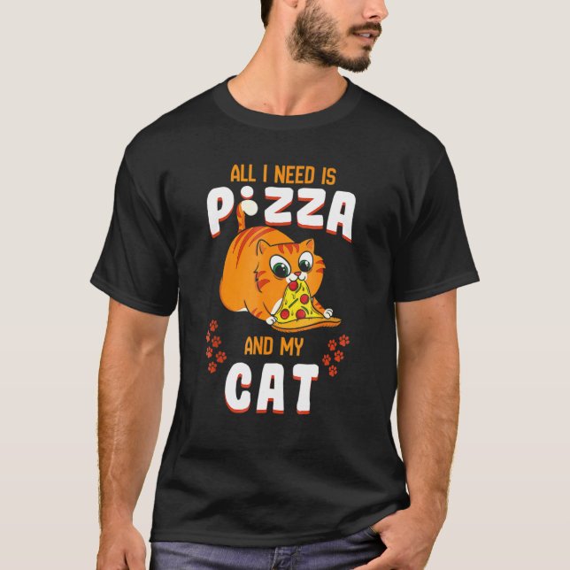 Cat Eating Pizza T-Shirt Pepperoni Slice Kitten (Vorderseite)