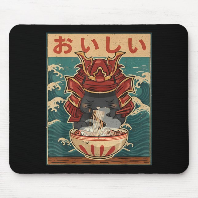 Cat Eating Ramen For Men Women Teens Girls Kawaii  Mousepad (Vorne)