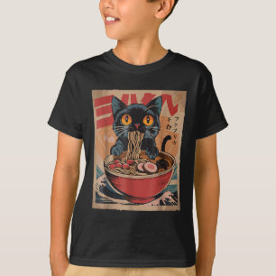 Cat Eating Ramen Japanisch Graphic T-Shirts Kawaii