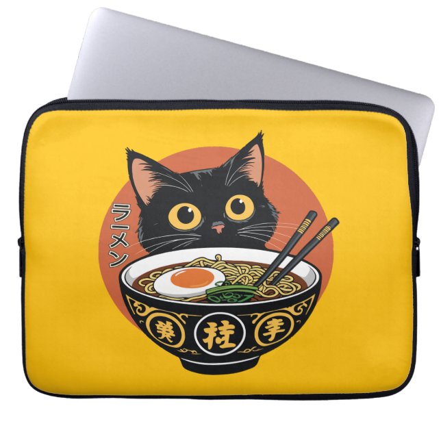 Cat eating ramen  laptopschutzhülle (Vorderseite)