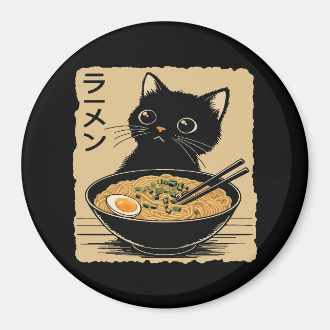 Cat eating ramen  magnet (Vorne)