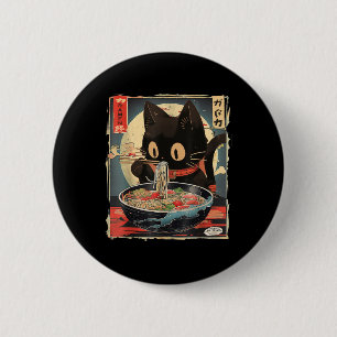 Cat Eating Ramen Noodle Funny Japanisch Kawaii Ani Button