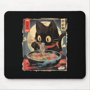 Cat Eating Ramen Noodle Funny Japanisch Kawaii Ani Mousepad