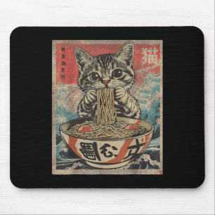 Cat Eating Ramen Noodles Kawaii Anime Manga Japane Mousepad