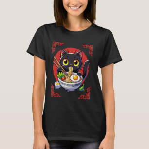 Cat Eating Ramen Noodles Vintag Style Japanisch Ar T-Shirt