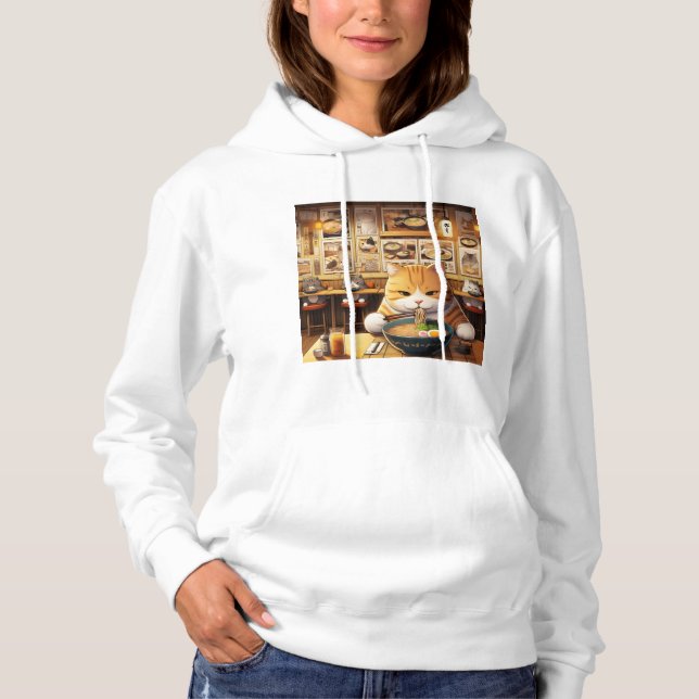 Cat Eating Ramen v1 Hoodie (Vorderseite)
