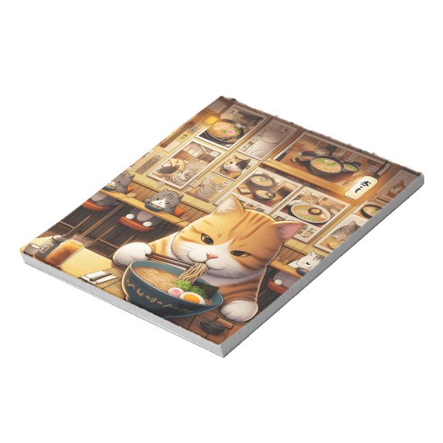 Cat Eating Ramen v1 Notizblock (Rotiert)