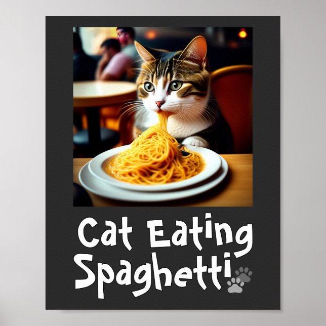 Cat Eating Spaghetti Meme Poster (Vorne)