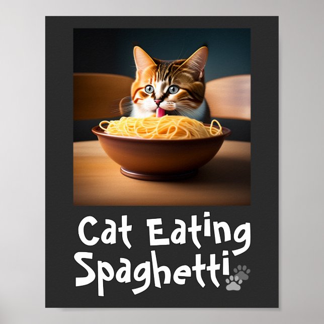 Cat Eating Spaghetti Meme Poster (Vorne)