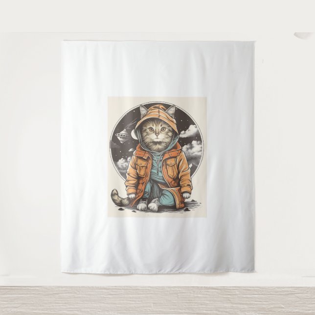 Cat Encounter Wandteppich (Vorderseite)