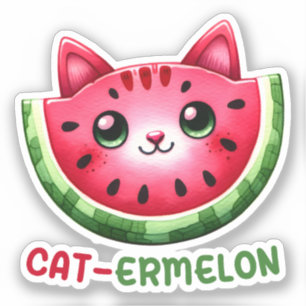 Cat-ermelon Funny Cat Watermelon Pun Aufkleber