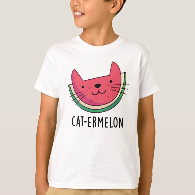 Cat-ermelon Funny Cat Watermelon Pun T-Shirt (Vorderseite)