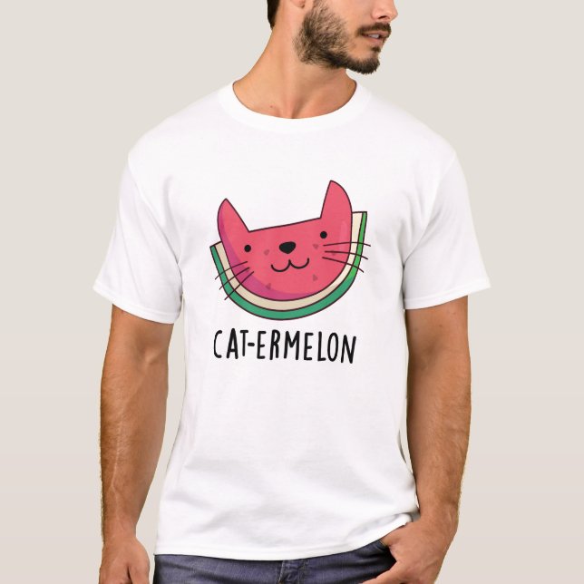 Cat-ermelon Funny Cat Watermelon Pun T-Shirt (Vorderseite)