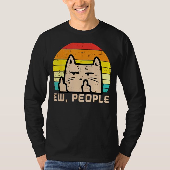 Cat Ew People Sunset Retro Anti Social Introvert M T-Shirt (Vorderseite)