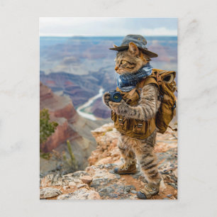 Cat Explorer im Grand Canyon Edge Feiertagspostkarte