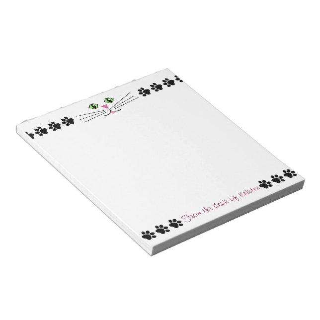 Cat Eyes and Paw Prints 5.5" x 6" Notepad Notizblock (angewinkelt)