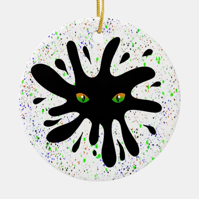 Cat Eyes Blick auf ein Black Blood Weihnachten Keramik Ornament (Vorne)