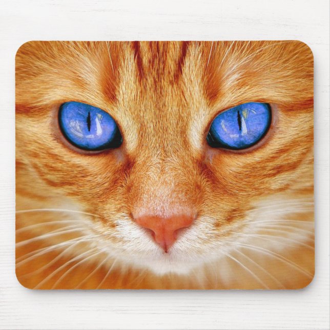 Cat Eyes Cat Eyes Face Tiger Mackerel Red Cat Mousepad (Vorne)