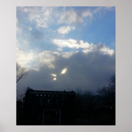 Cat Eyes Fluffy Clouds Poster