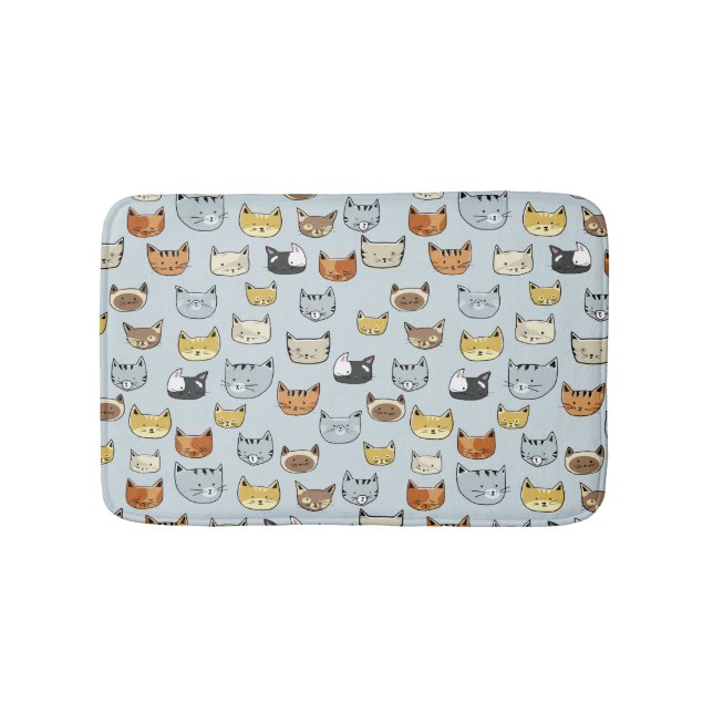 Cat Face Doodle Muster Badematte (Vorderseite)