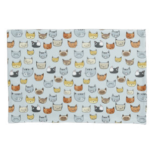 Cat Face Doodle Muster Kissenbezug