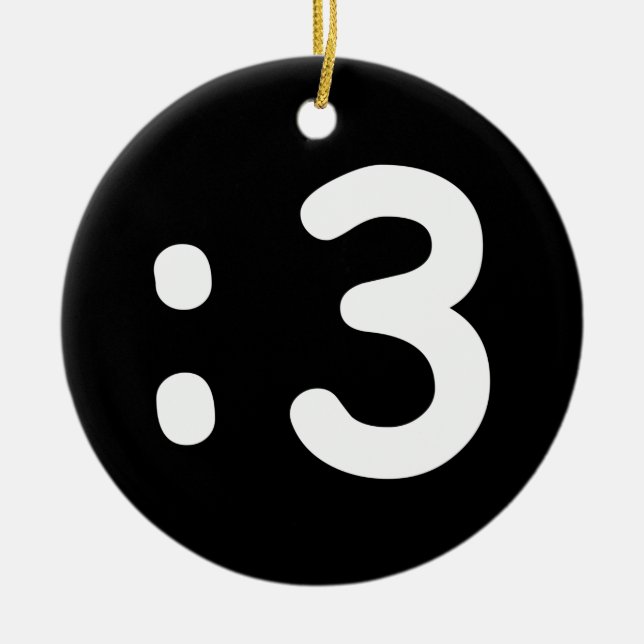 Cat Face Emoticon:3 Keramik Ornament (Vorne)