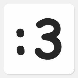 Cat Face Emoticon:3 Quadratischer Aufkleber