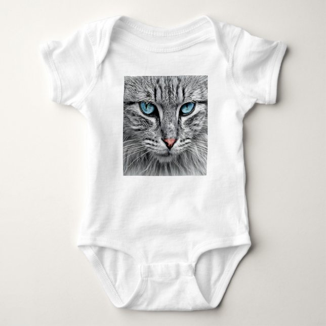 Cat Face Fraktal Design Baby Strampler (Vorderseite)