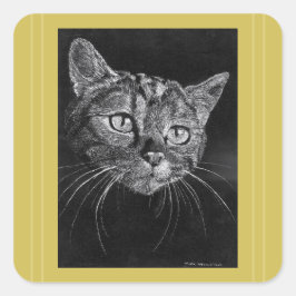 Cat Face Gezeichnet von Mark Edward Westerfield Quadratischer Aufkleber