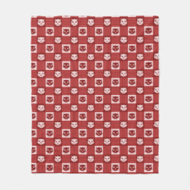 Cat Face Gingham Pattern Niedlich Red Fleecedecke