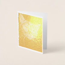 Cat Face Gold Foil Note Card