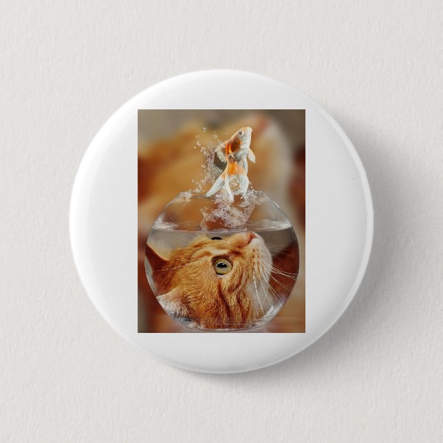 Cat Face Goldfish glass close Up view eyes Button (Vorderseite)