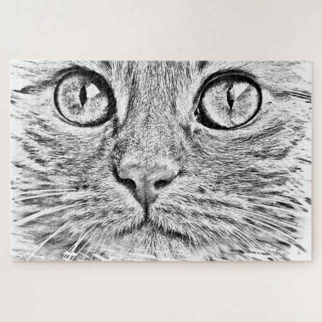 Cat Face Jigsaw Puzzle I Liebe Haustiere (Horizontal)