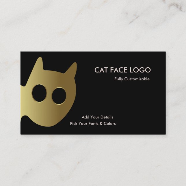 Cat Face Logo - Gold Cat Visitenkarte (Vorderseite)