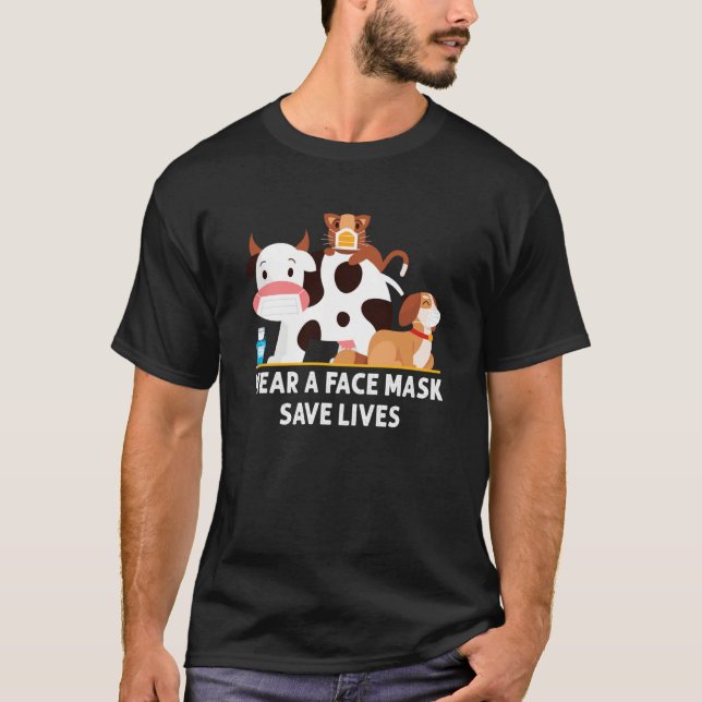 Cat Face Mask Dog Face Mask Cow Face Mask  Farmer T-Shirt (Vorderseite)