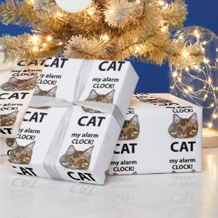 Cat Face My Alarm Clock Tabby Chat Geschenkpapier