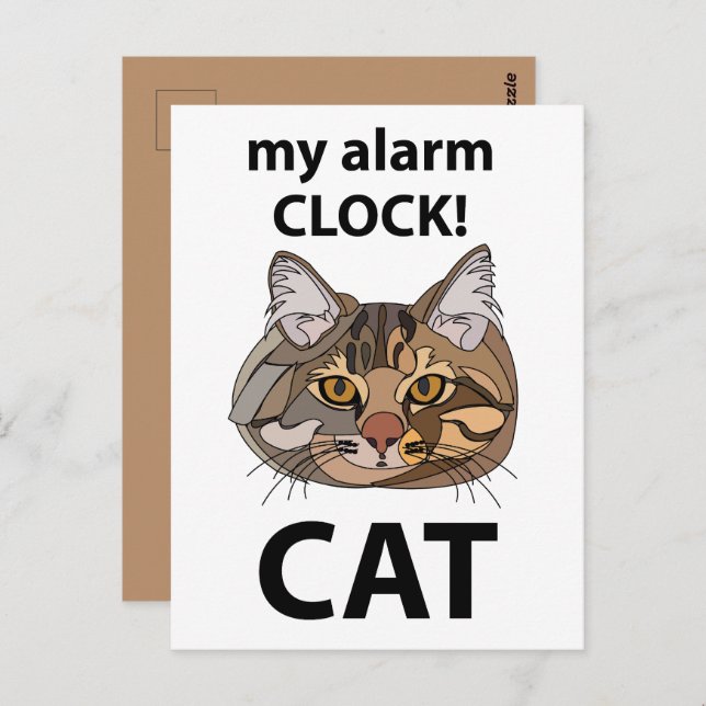 Cat Face My Alarm Clock Tabby Chat Postkarte (Vorne/Hinten)