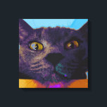 Cat Face Pop Art Canvas Print Leinwanddruck<br><div class="desc">Leinwand mit nahem Katzengesicht in lebhaften Farben.</div>